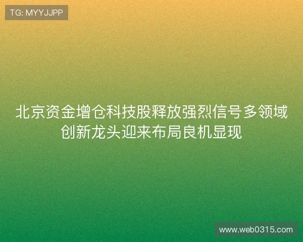 北京资金增仓科技股释放强烈信号多领域创新龙头迎来布局良机显现